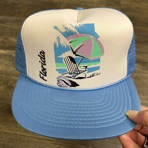 Vintage FLORIDA Seaside Hipster Trucker Hat Cap Mesh‎ Foam Beach